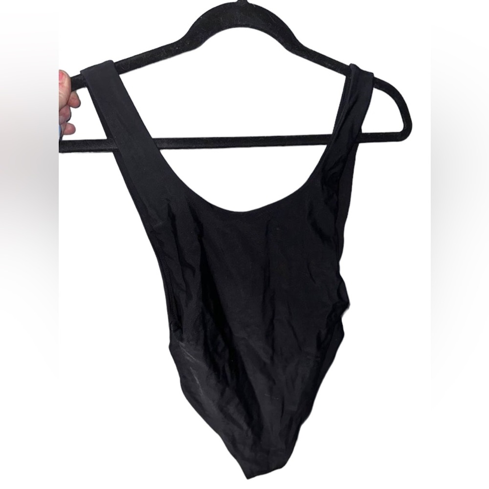 Aerie Black One Piece Swimsuit Size Small Low Back High Cut Leg -Tried on Only